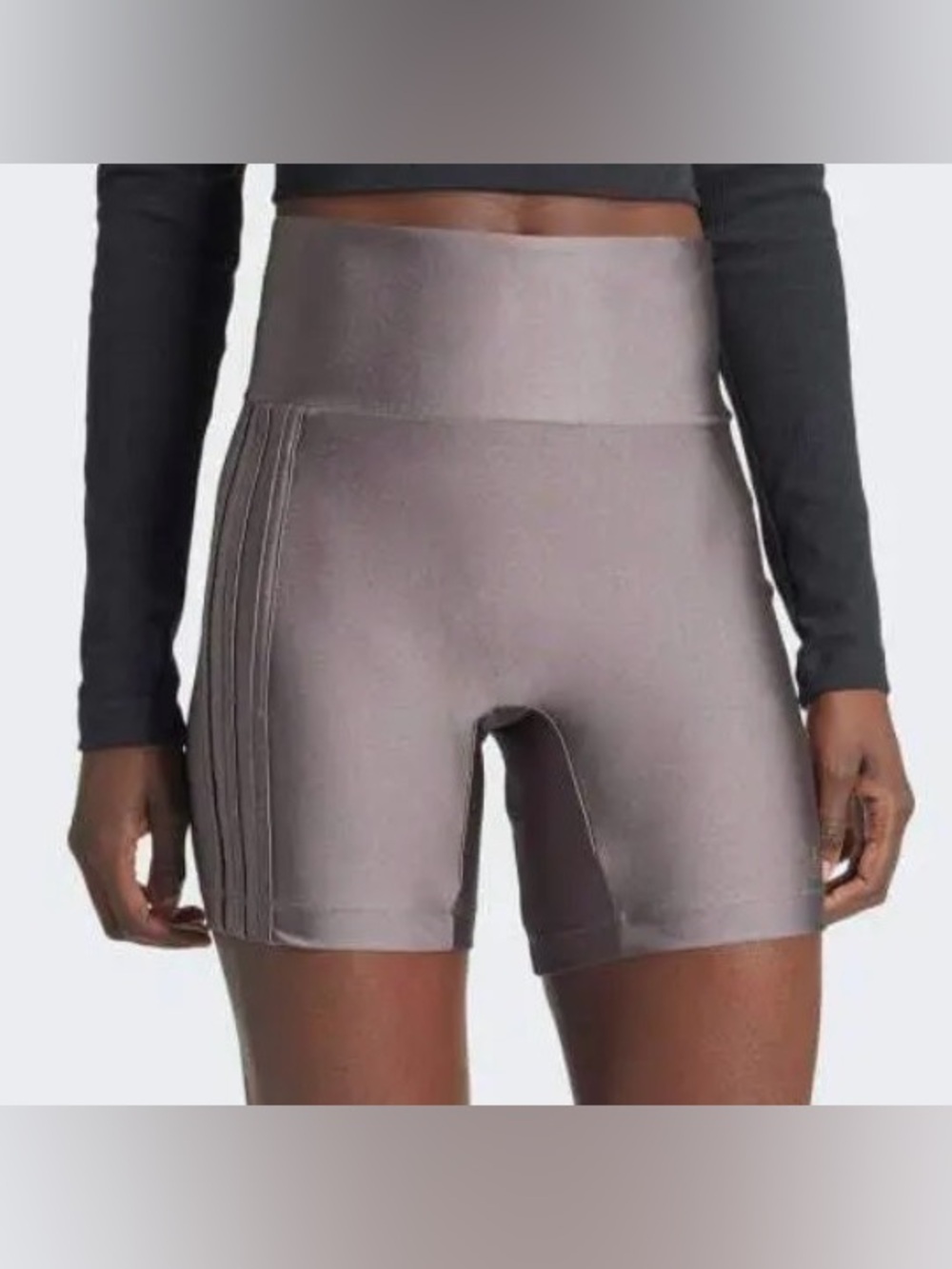 Adidas 3-Stripes Spandex Charcoal Biker Shorts - Size L